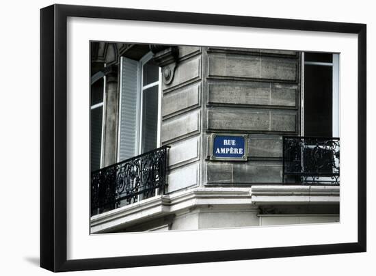 Street Sign, Rue Ampere, Paris, France-null-Framed Photographic Print