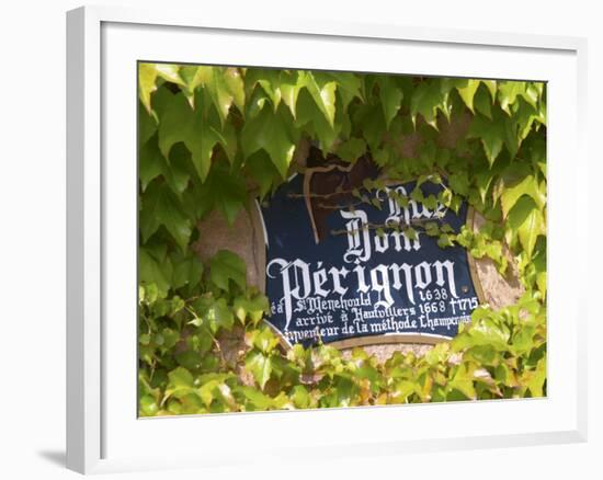 Street Sign Rue Dom Perignon, Inventor of Champagne Method, Vallee De La Marne, Ardennes, France-Per Karlsson-Framed Photographic Print