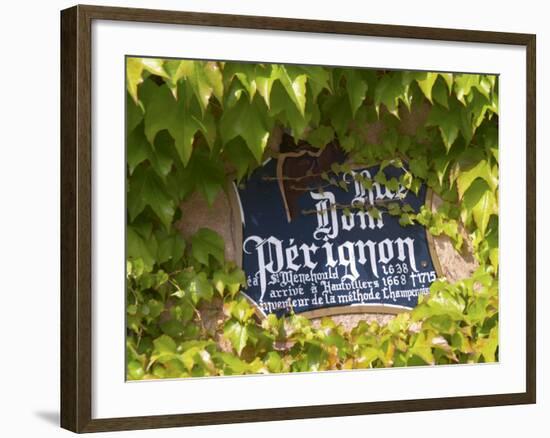 Street Sign Rue Dom Perignon, Inventor of Champagne Method, Vallee De La Marne, Ardennes, France-Per Karlsson-Framed Photographic Print