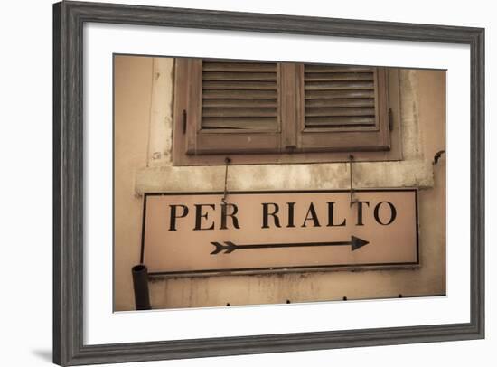 Street Sign, Venice, UNESCO World Heritage Site, Veneto, Italy, Europe-Amanda Hall-Framed Photographic Print