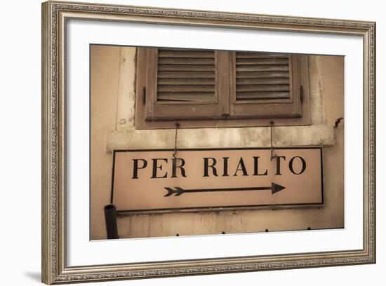 Street Sign, Venice, UNESCO World Heritage Site, Veneto, Italy, Europe-Amanda Hall-Framed Photographic Print