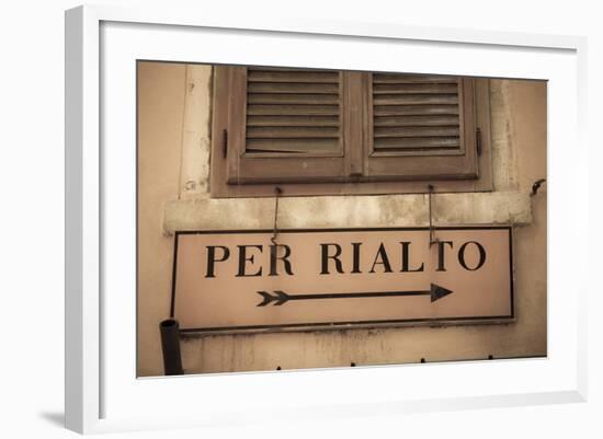 Street Sign, Venice, UNESCO World Heritage Site, Veneto, Italy, Europe-Amanda Hall-Framed Photographic Print