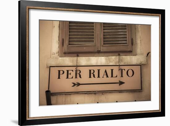 Street Sign, Venice, UNESCO World Heritage Site, Veneto, Italy, Europe-Amanda Hall-Framed Photographic Print