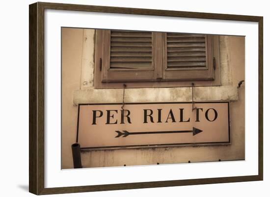 Street Sign, Venice, UNESCO World Heritage Site, Veneto, Italy, Europe-Amanda Hall-Framed Photographic Print