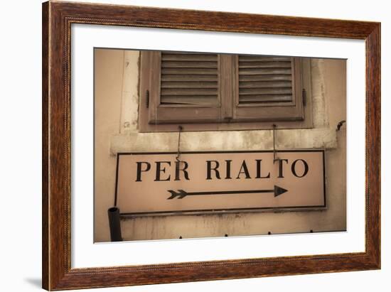 Street Sign, Venice, UNESCO World Heritage Site, Veneto, Italy, Europe-Amanda Hall-Framed Photographic Print