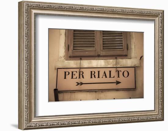 Street Sign, Venice, UNESCO World Heritage Site, Veneto, Italy, Europe-Amanda Hall-Framed Photographic Print