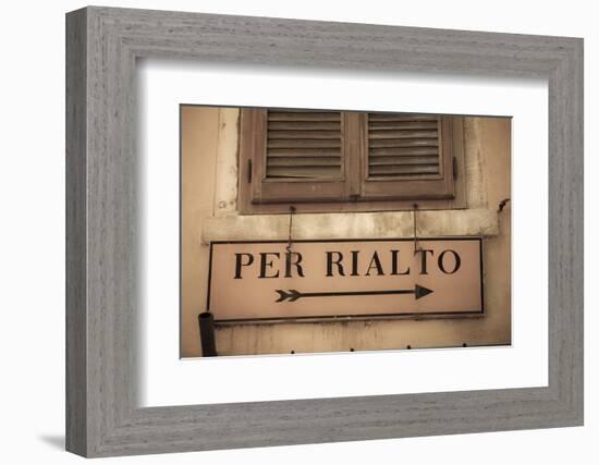 Street Sign, Venice, UNESCO World Heritage Site, Veneto, Italy, Europe-Amanda Hall-Framed Photographic Print