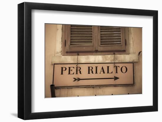 Street Sign, Venice, UNESCO World Heritage Site, Veneto, Italy, Europe-Amanda Hall-Framed Photographic Print