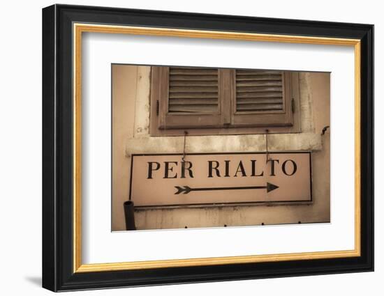 Street Sign, Venice, UNESCO World Heritage Site, Veneto, Italy, Europe-Amanda Hall-Framed Photographic Print