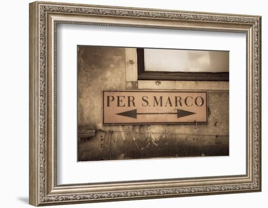 Street Sign, Venice, UNESCO World Heritage Site, Veneto, Italy, Europe-Amanda Hall-Framed Photographic Print