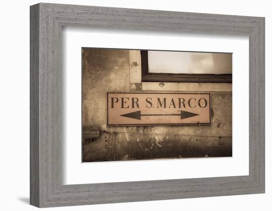 Street Sign, Venice, UNESCO World Heritage Site, Veneto, Italy, Europe-Amanda Hall-Framed Photographic Print