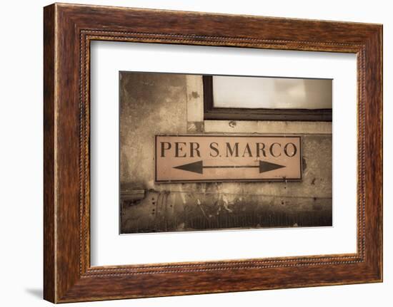 Street Sign, Venice, UNESCO World Heritage Site, Veneto, Italy, Europe-Amanda Hall-Framed Photographic Print