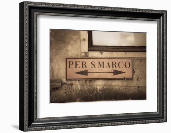 Street Sign, Venice, UNESCO World Heritage Site, Veneto, Italy, Europe-Amanda Hall-Framed Photographic Print