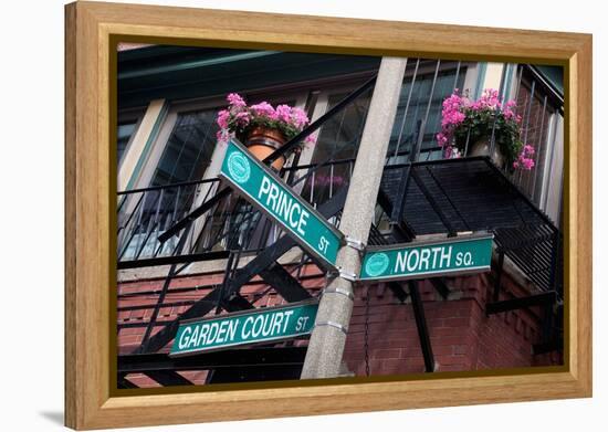 Street Signs for Intersection of Prince, North and Garden Court, Historic North End, Boston, Ma.-Joseph Sohm-Framed Premier Image Canvas