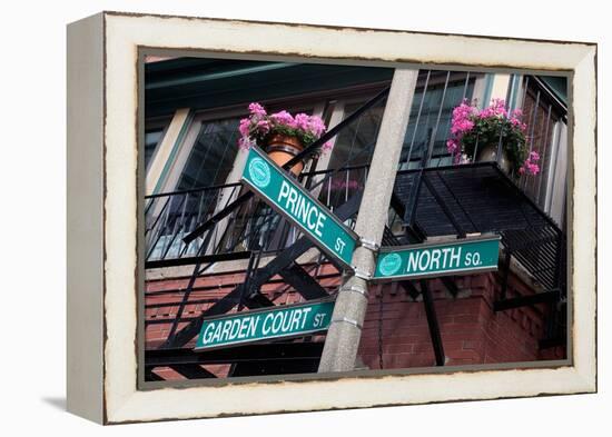 Street Signs for Intersection of Prince, North and Garden Court, Historic North End, Boston, Ma.-Joseph Sohm-Framed Premier Image Canvas