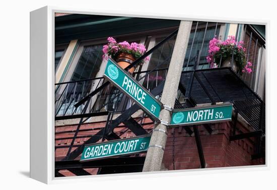 Street Signs for Intersection of Prince, North and Garden Court, Historic North End, Boston, Ma.-Joseph Sohm-Framed Premier Image Canvas