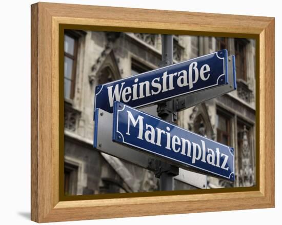 Street Signs for Marienplatz and Weinstrasse, Munich (Munchen), Bavaria (Bayern), Germany-Gary Cook-Framed Premier Image Canvas