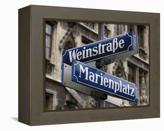 Street Signs for Marienplatz and Weinstrasse, Munich (Munchen), Bavaria (Bayern), Germany-Gary Cook-Framed Premier Image Canvas