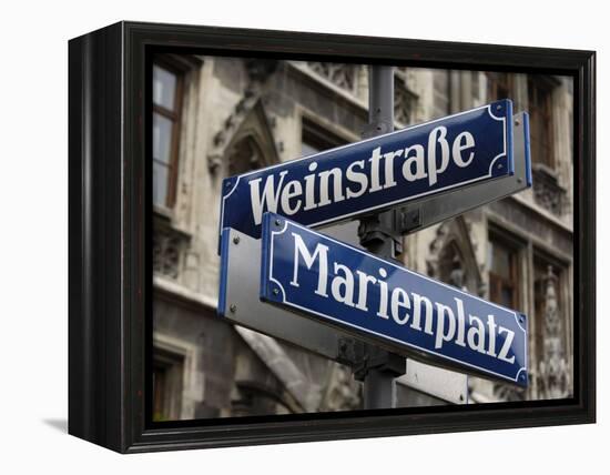 Street Signs for Marienplatz and Weinstrasse, Munich (Munchen), Bavaria (Bayern), Germany-Gary Cook-Framed Premier Image Canvas