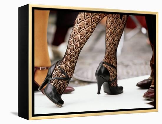 Street Tango Dancers' Legs in San Telmo, Buenos Aires, Argentina-Michael Taylor-Framed Premier Image Canvas