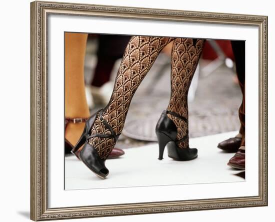 Street Tango Dancers' Legs in San Telmo, Buenos Aires, Argentina-Michael Taylor-Framed Photographic Print