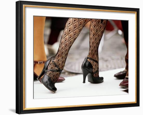 Street Tango Dancers' Legs in San Telmo, Buenos Aires, Argentina-Michael Taylor-Framed Photographic Print