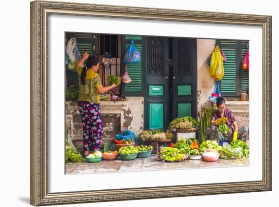 Street Vegetable Seller, Hanoi, Vietnam-Peter Adams-Framed Photographic Print