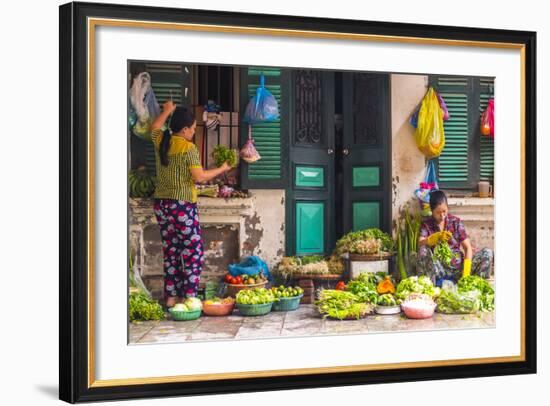 Street Vegetable Seller, Hanoi, Vietnam-Peter Adams-Framed Photographic Print