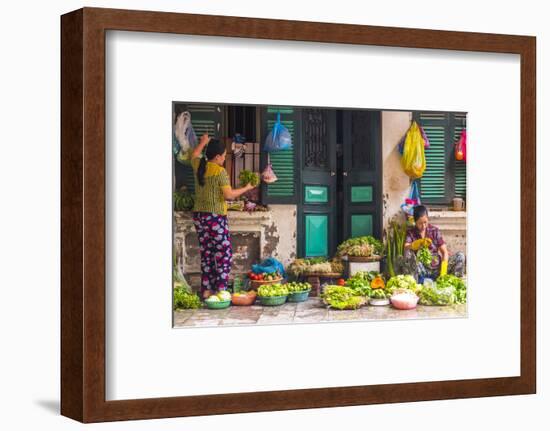 Street Vegetable Seller, Hanoi, Vietnam-Peter Adams-Framed Photographic Print