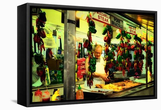 Street Vendor at a Market in Little Italy Selling Italian Specia-Sabine Jacobs-Framed Premier Image Canvas