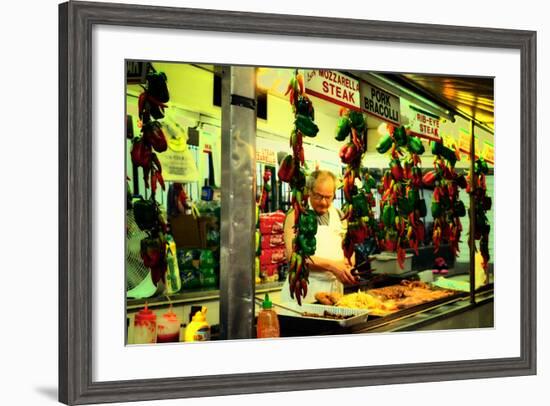 Street Vendor at a Market in Little Italy Selling Italian Specia-Sabine Jacobs-Framed Photographic Print