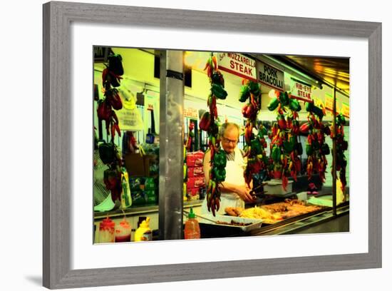 Street Vendor at a Market in Little Italy Selling Italian Specia-Sabine Jacobs-Framed Photographic Print