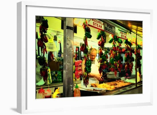 Street Vendor at a Market in Little Italy Selling Italian Specia-Sabine Jacobs-Framed Photographic Print