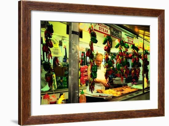 Street Vendor at a Market in Little Italy Selling Italian Specia-Sabine Jacobs-Framed Photographic Print