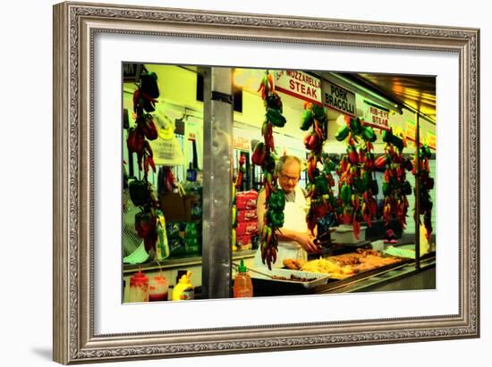 Street Vendor at a Market in Little Italy Selling Italian Specia-Sabine Jacobs-Framed Photographic Print