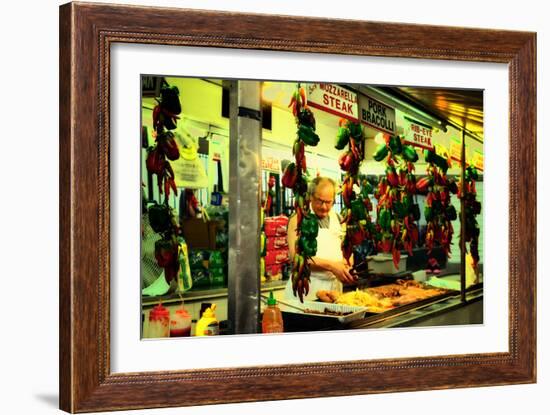 Street Vendor at a Market in Little Italy Selling Italian Specia-Sabine Jacobs-Framed Photographic Print