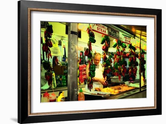 Street Vendor at a Market in Little Italy Selling Italian Specia-Sabine Jacobs-Framed Photographic Print