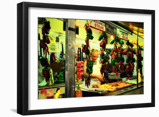 Street Vendor at a Market in Little Italy Selling Italian Specia-Sabine Jacobs-Framed Photographic Print