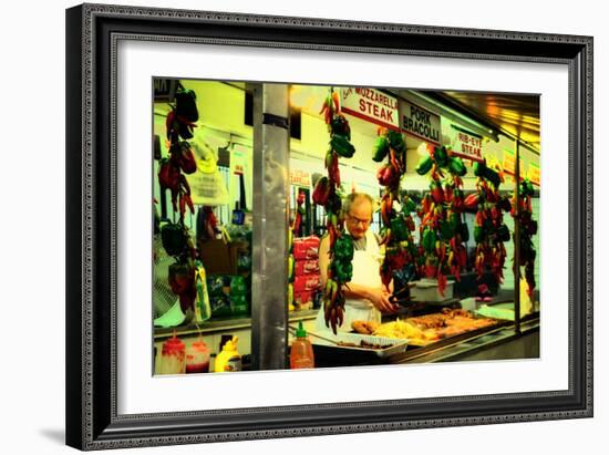 Street Vendor at a Market in Little Italy Selling Italian Specia-Sabine Jacobs-Framed Photographic Print