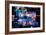 Street Vendor Selling Hot Dogs on Times Square at Night, Manhatt-Sabine Jacobs-Framed Photographic Print