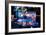 Street Vendor Selling Hot Dogs on Times Square at Night, Manhatt-Sabine Jacobs-Framed Photographic Print