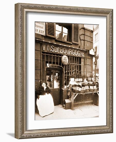 Street Vendor Selling Shellfish, Rue des Fosse?s Saint Jacques, 5th Arrondissement, 1903-Eugène Atget-Framed Photographic Print