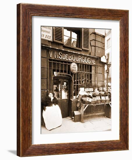 Street Vendor Selling Shellfish, Rue des Fosse?s Saint Jacques, 5th Arrondissement, 1903-Eugène Atget-Framed Photographic Print