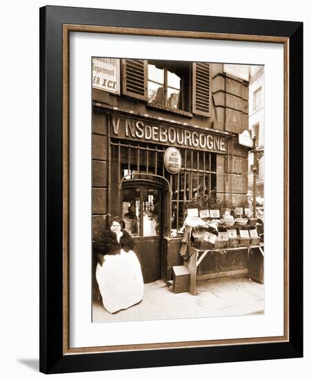 Street Vendor Selling Shellfish, Rue des Fosse?s Saint Jacques, 5th Arrondissement, 1903-Eugène Atget-Framed Photographic Print