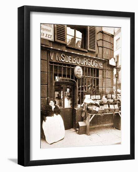 Street Vendor Selling Shellfish, Rue des Fosse?s Saint Jacques, 5th Arrondissement, 1903-Eugène Atget-Framed Photographic Print