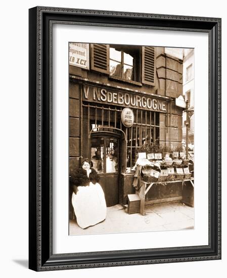 Street Vendor Selling Shellfish, Rue des Fosse?s Saint Jacques, 5th Arrondissement, 1903-Eugène Atget-Framed Photographic Print