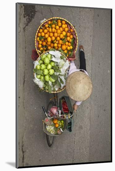 Street vendor with baskets of fruit on bicycle, Old Quarter, Hanoi, Vietnam-David Wall-Mounted Photographic Print