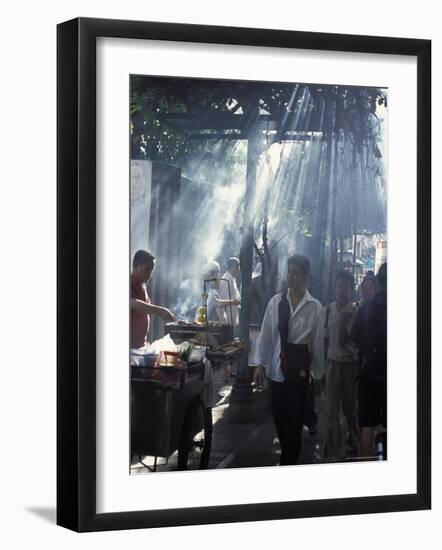 Street Vendors Selling Grilled Meat to Passers-By on Train Platform, Bangkok, Thailand-Richard Nebesky-Framed Photographic Print