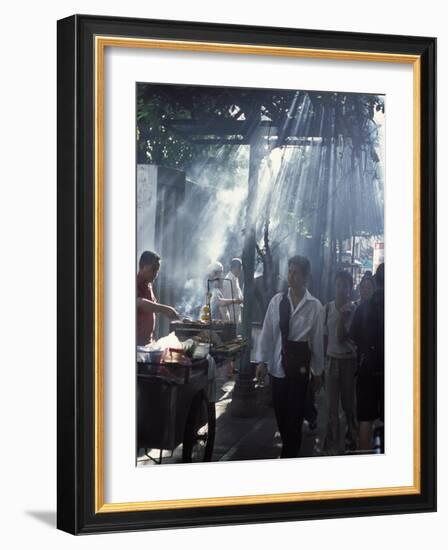 Street Vendors Selling Grilled Meat to Passers-By on Train Platform, Bangkok, Thailand-Richard Nebesky-Framed Photographic Print