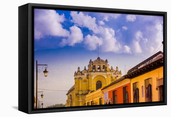Street View in Antigua, Guatemala, Central America-Laura Grier-Framed Premier Image Canvas